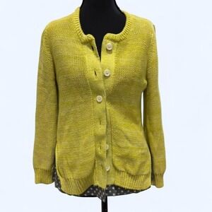 Mustard yellow textured knit cardigan by Field Flower Chunky cozy knit